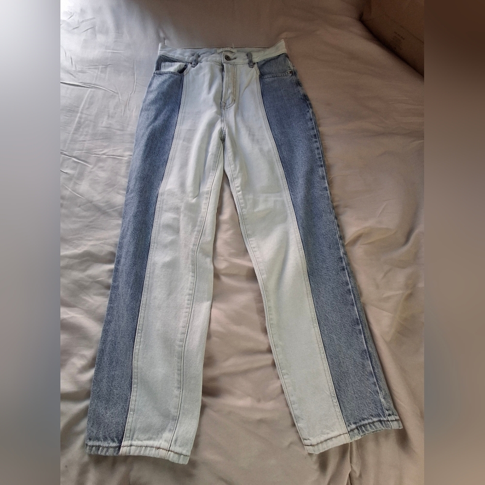 PacSun Blue and White Straight Leg Jeans